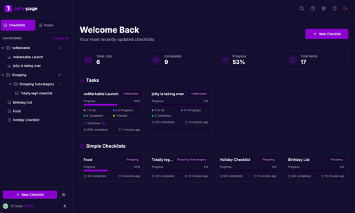jotty - lightweight check list and notes app