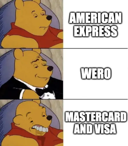 American Express Okay Wero Fancy Winnie the pooh and Mastercard and Visa Silly Winnie